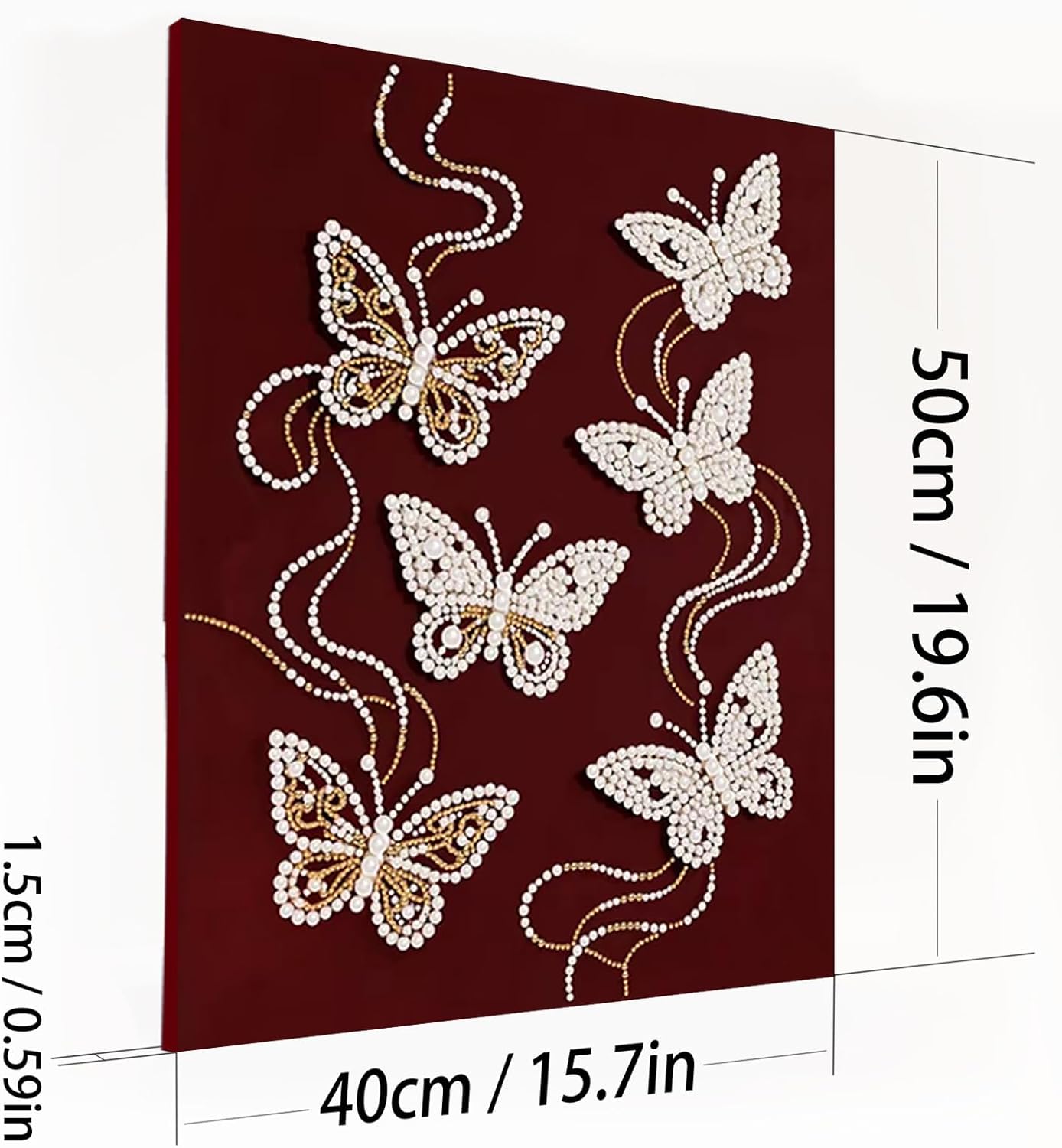 DIY Diamond Pearl Painting Kit for Adults, Flower 3D Pearl Painting Craft with Wooden Frame 40x50cm, Beginner Friendly Home Wall Decor Art, Gift for Women Men Housewarming (Butterfly)