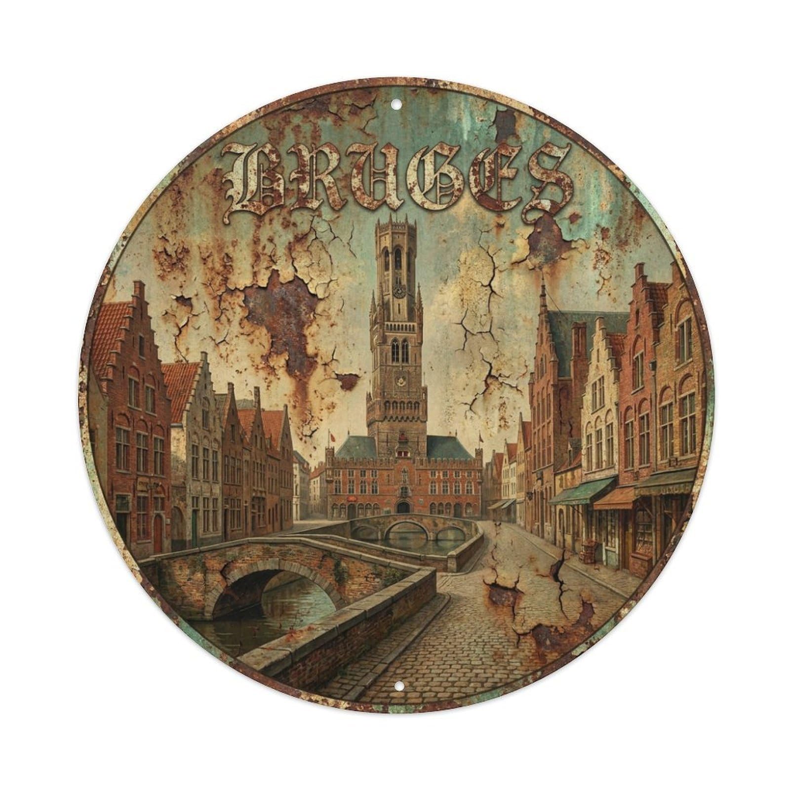 Travel Retro Belgium Bruges Metal Tin Sign