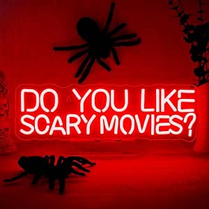 Do You Like Scary Movies Neon Sign - Horror Cinema Wall Decor LED Night Light for Bar, Party, Man Cave, Halloween