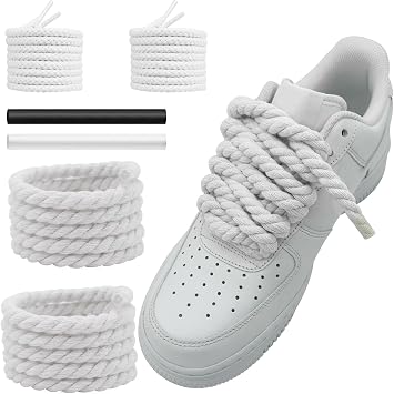 Thick Rope Shoe Laces Strings for Air Force 1, 10mm Round Cotton Chunky Shoelaces Replacement Laces for Sneakers