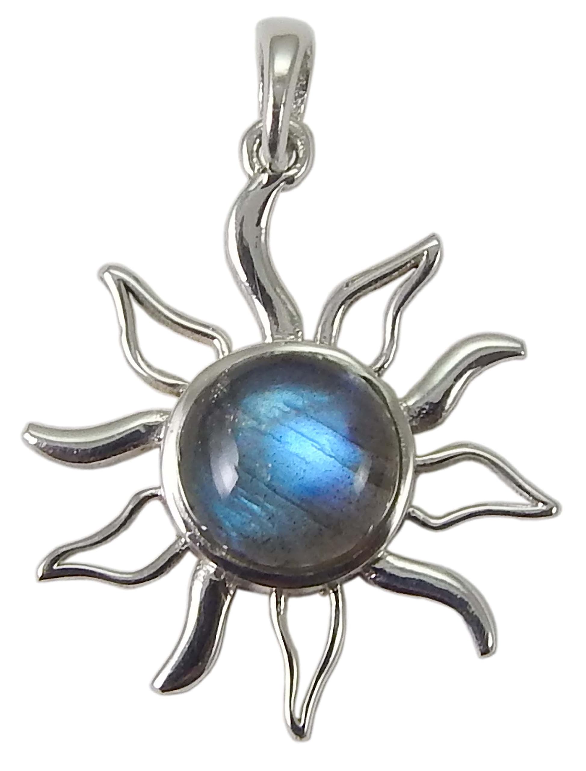 MyhealingworldNatural Gemstone 925 Sterling silver Sun Pendant Beautiful Pendant
