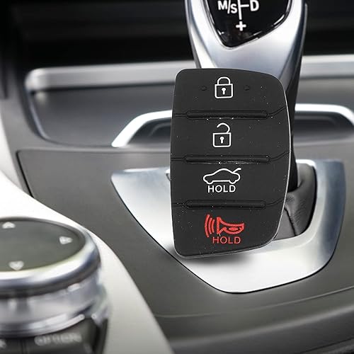 Miniatura 7 de X AUTOHAUX 4 botones de coche remoto Fob caso cubierta inserto de goma teclado teclado reemplazo para Hyundai
