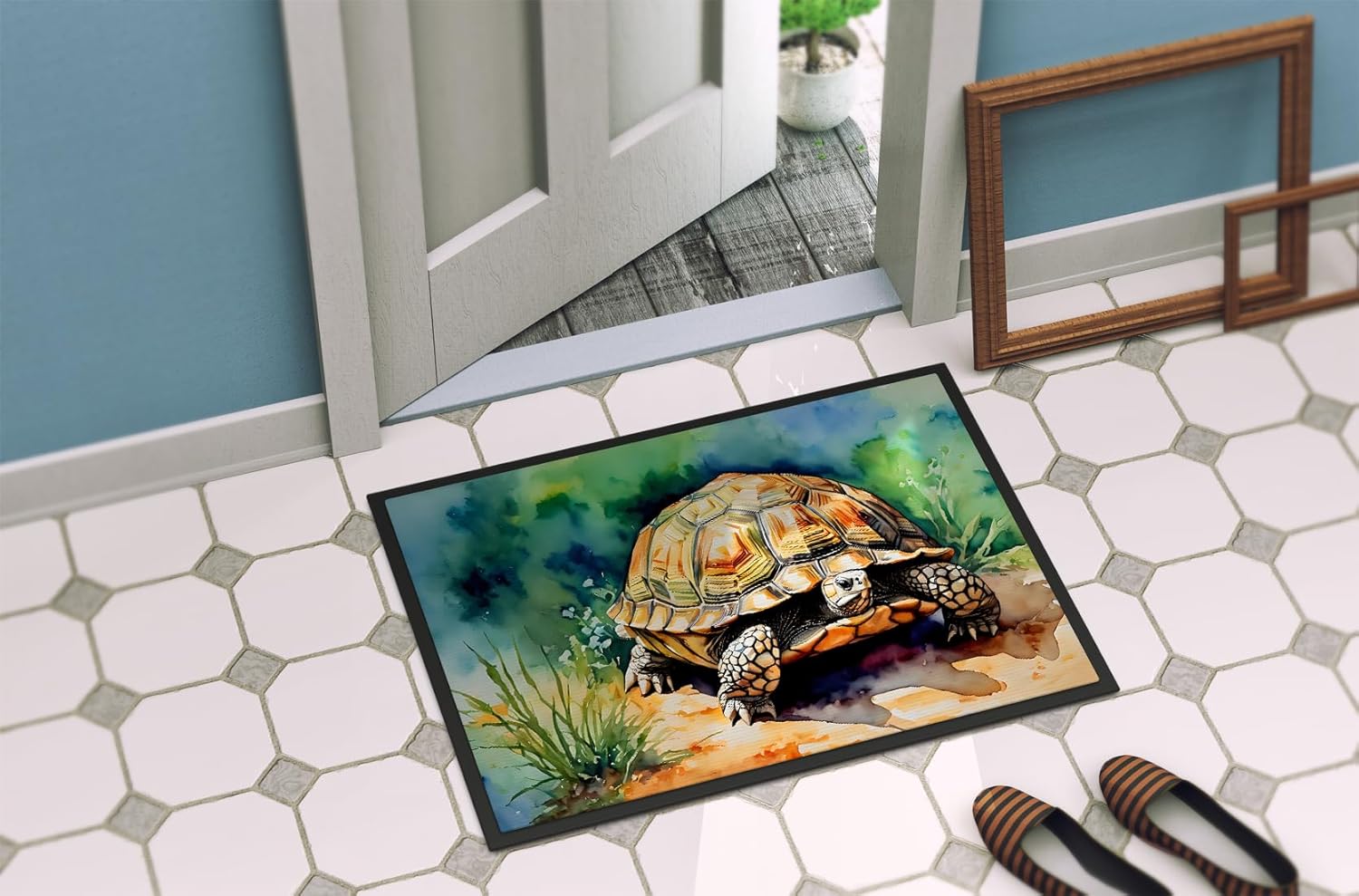 Caroline's Treasures DAC2996MAT Turtles Tortoises Doormat Front Door Mat Indoor Outdoor Rugs for Entryway, Non Slip Washable Low Pile, 18H X 27W