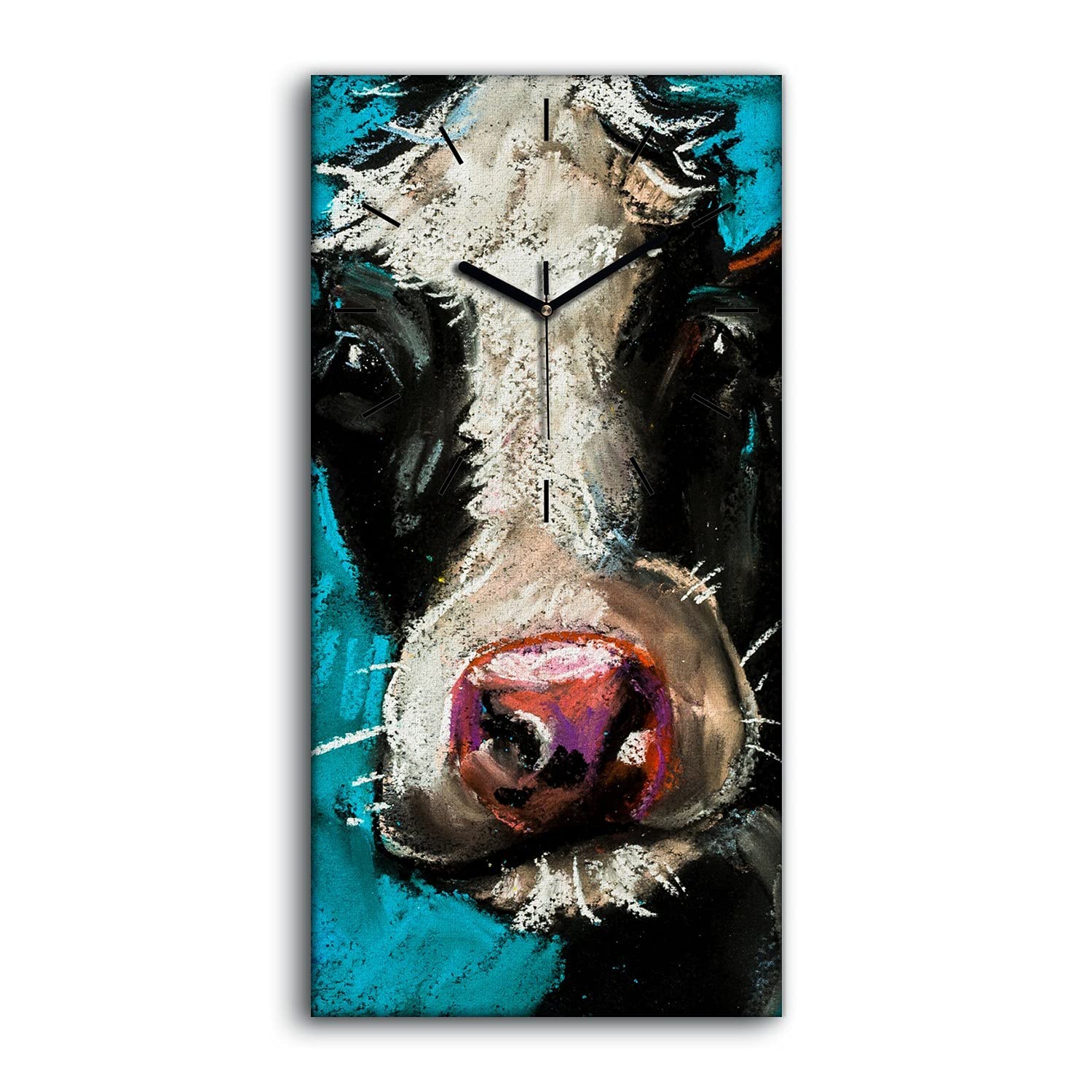 Horloge sur Toile Vache Abstrait Décoration Murale Ne Pas Tic Tac