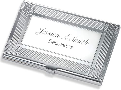 Miniatura 2 de Tarjetero personalizado de acero inoxidable plateado grabado gratis- Se envía desde Estados Unidos, plateado, Minimalista