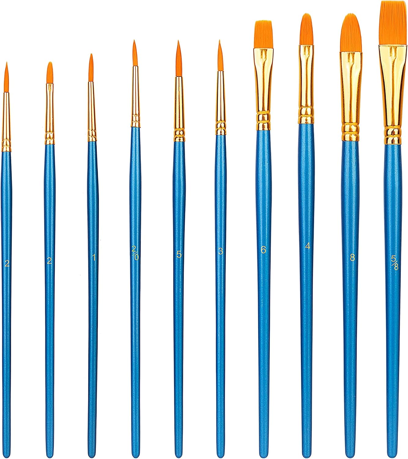 Amazon basic paintbrush Акварельная масляная живопись art paint brush set PBT Blue Artist для взрослых и детей 10шт 17,5 см-19,5 см синий, фото 7