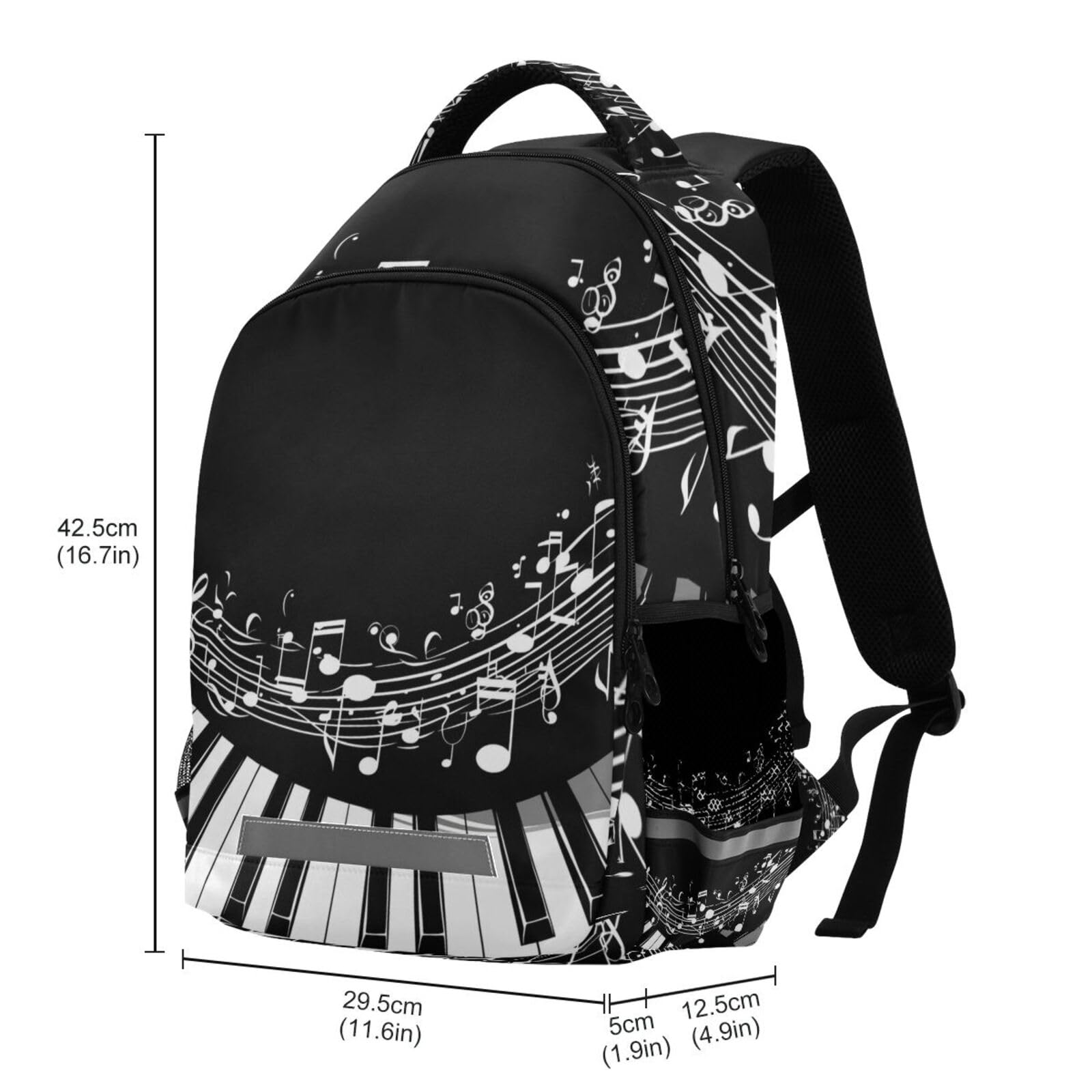 Musik Klaviertasten Noten Rucksack Jungen Schulrucksack Mädchen Schulranzen Kinder Reflektierender Schultasche Kinderrucksack Für Schule