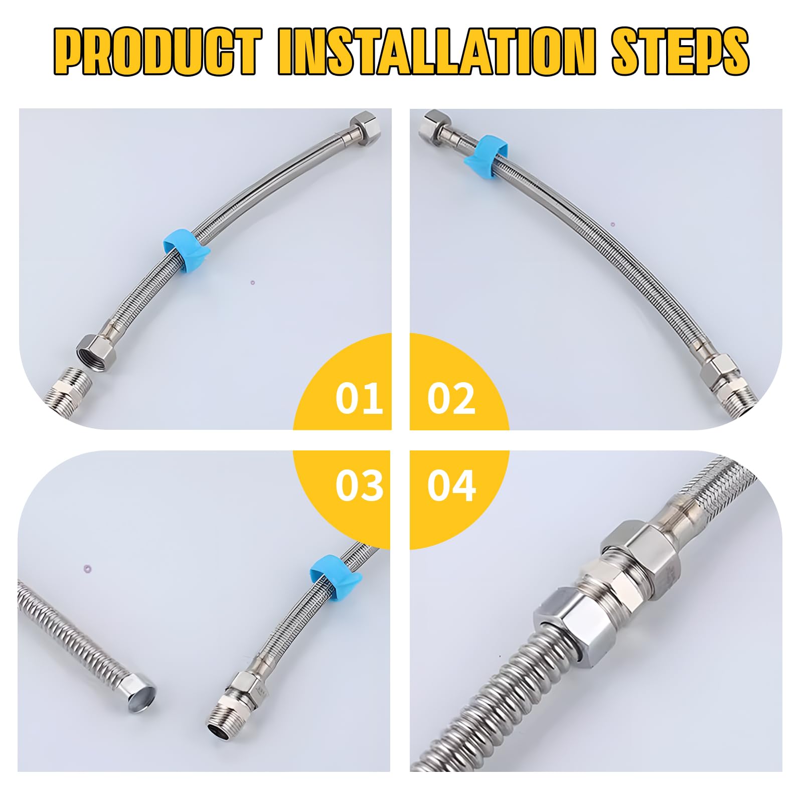 Conector Doble de Acero Inoxidable 1/2" para Manguera de Ducha, Adaptador Macho-Macho Hexagonal, Unión de Extensión