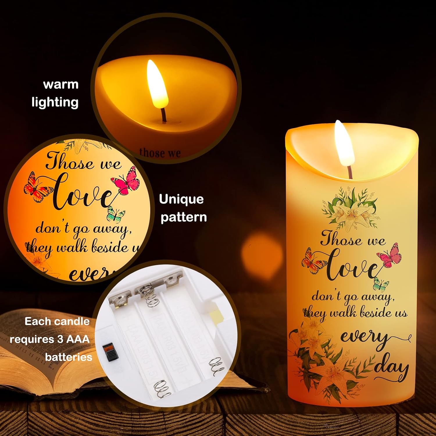 Gerrii Memorial Candles Sympathy Gifts LED Flameless Cardinal Bereavement Candles for Loss of Loved One Sympathy Cardinal Gifts Battery Candle for Prayers(Elegant Style)