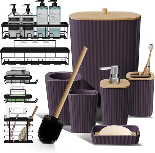 Miniatura 15 de Clara Clark Juego de Baño - Juego de Accesorios de Baño Verde Salvia, Juego de Accesorios de Baño de 6 Piezas, Juegos de Baño con Cepillo de Verde