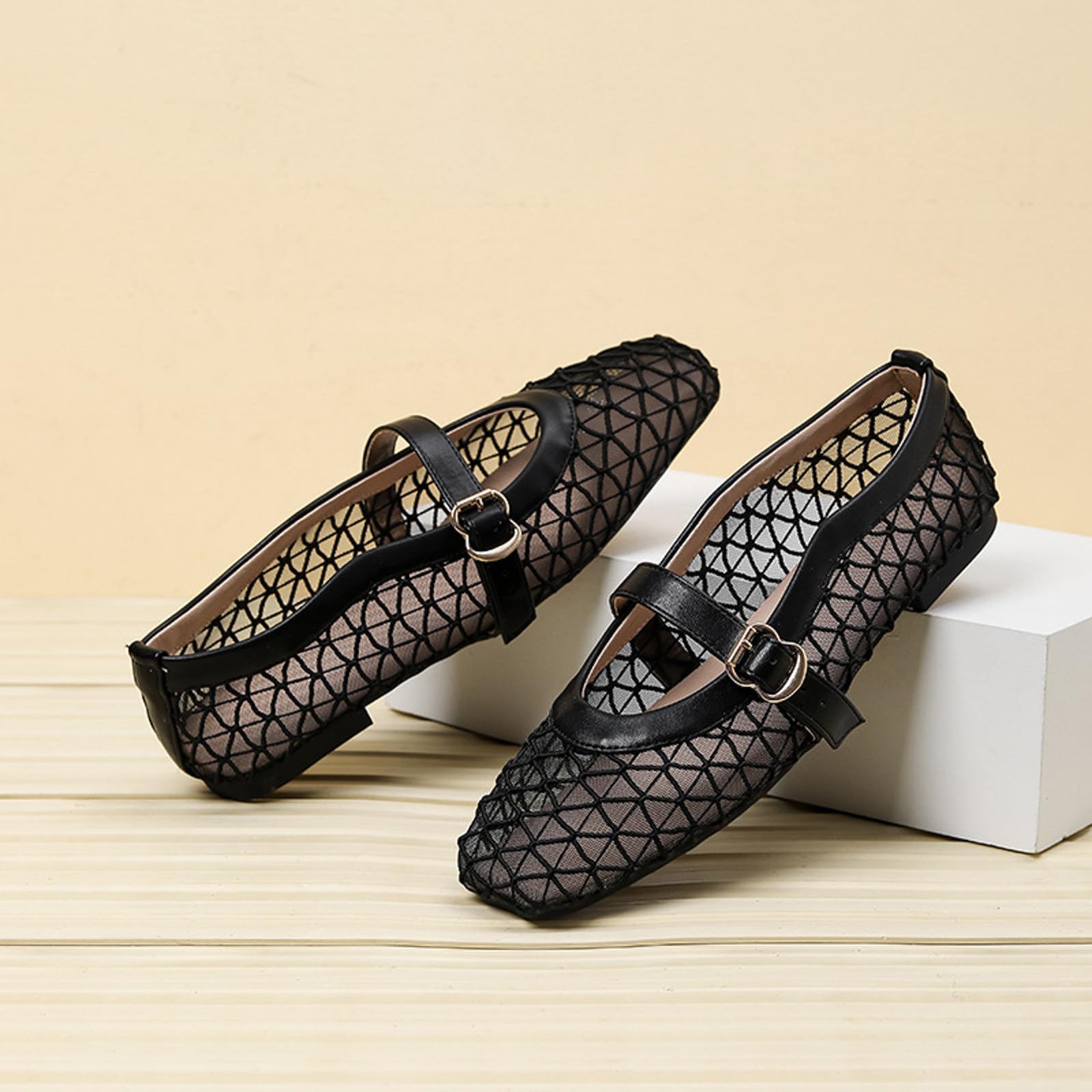 Bailarinas elegantes, transpirables y cómodas para mujer, zapatos de verano sin cordones, zapatos deportivos de baile con cordones, zapatos de bailarina blancos, zapatos Mary Jane ligeros sin cordones