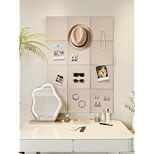 Lightomorrow 0.47" Thick Felt Pin Board Tiles, 12 Pack 11.8 x 11.8 in Bulletin Board 48" x 36", Cork Board Alternative with Adhesive & 30 Push Pins for Home Office Classroom, Oatmeal