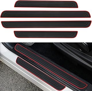 4 Pcs Car Door Sill Scuff Plate Cover, Front/Rear Door Sill Scuff Plate Guard, Decoration Door Entry Guard Door Sill Scuff Plate Stickers, Fit for Cars, SUVs, Business Vehicles