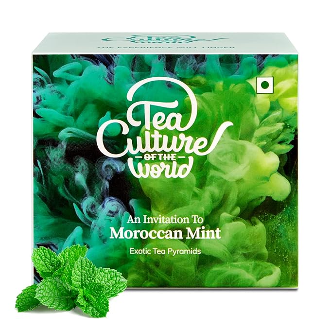 Tea Culture of The World Moroccan Mint tea | Herbal Teabags | Premium First Quality Green Teabags | Moroccan Green Tea Leaves | Mint Teabags, 16 Count