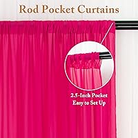 Vista 4 de ShinyBeauty Cortina de Fondo de Gasa Rosa Fuerte 10 Pies Cortinas Transparentes Fucsia 2 Paneles 29x120 Pulgadas Cortinas Semi-Transparentes