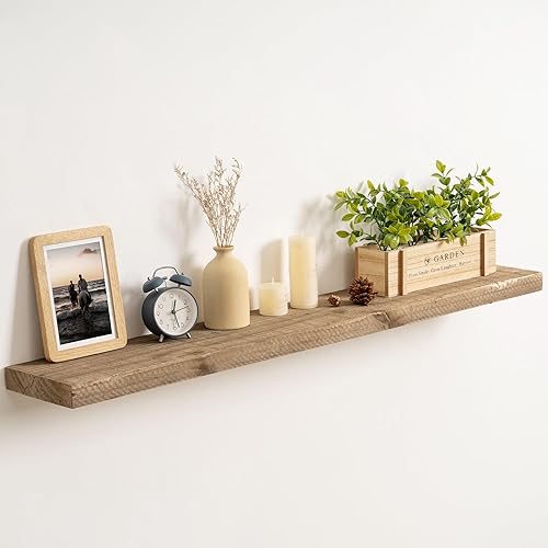 Miniatura 21 de Estantes flotantes, estantes de pared de madera maciza rústica recuperada de 8 pulgadas de profundidad para almacenamiento, estantería de exhibición