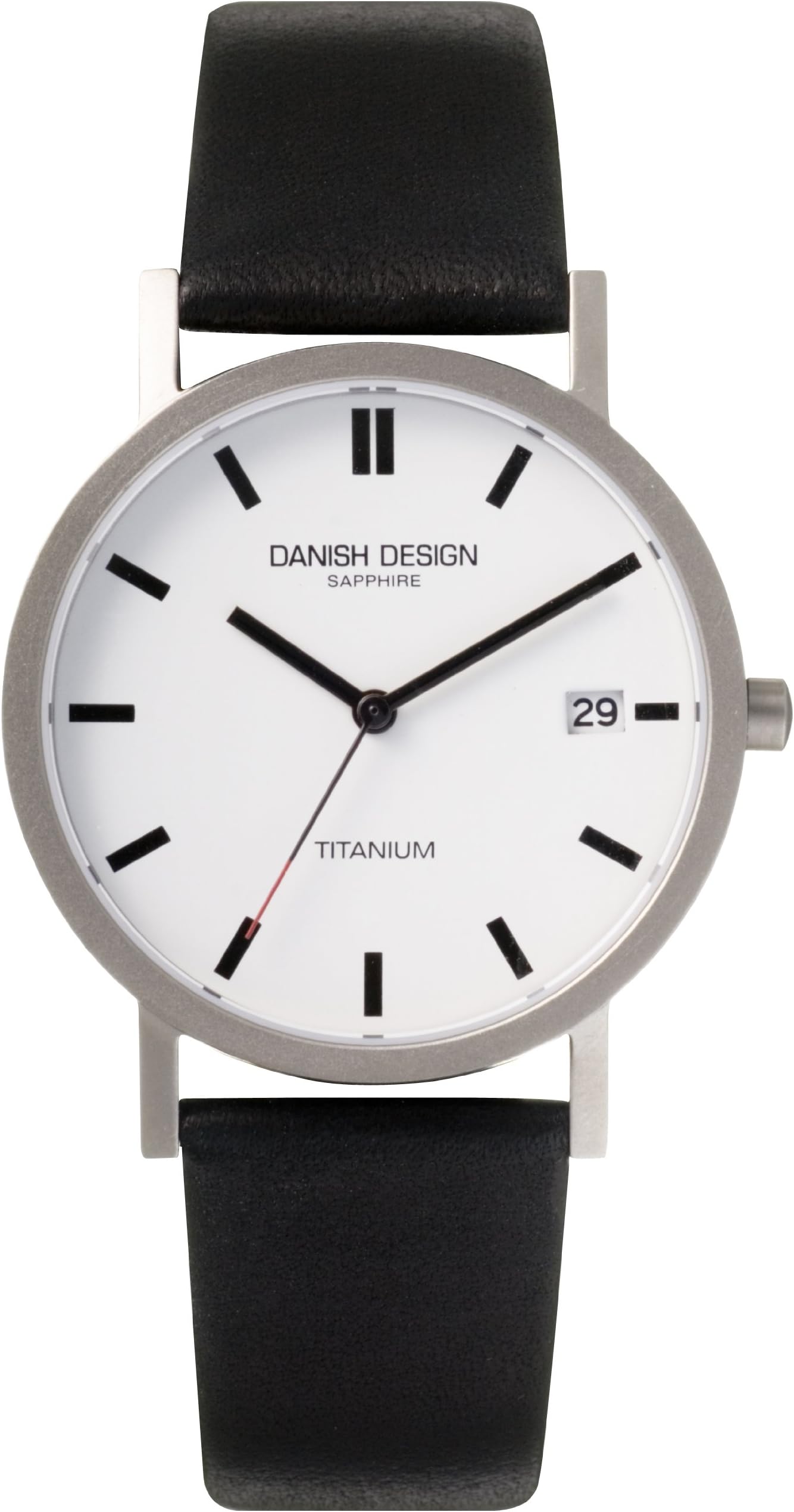 Danish Design Men's Quartz Watch with White Dial Analogue Display and Black Leather Strap DZ120015