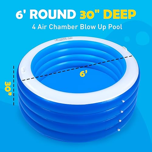 Miniatura 3 de Biange Piscina inflable redonda de 72 x 30 pulgadas, piscina inflable para niños, piscina infantil para patio trasero