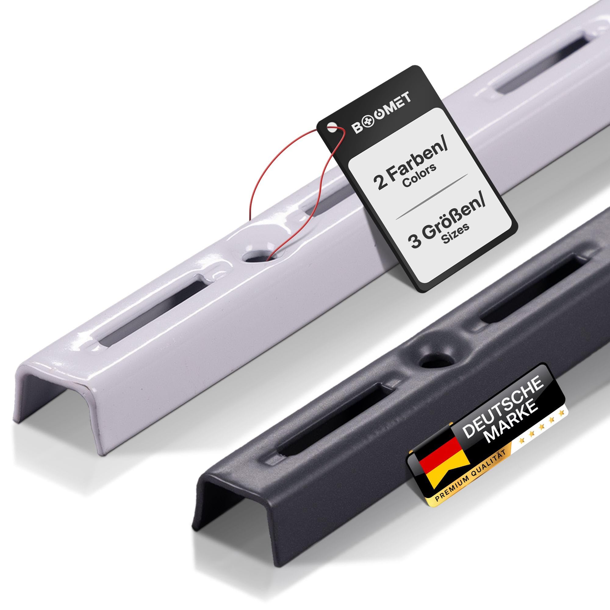 Guide da parete a 1 fila, colore bianco, 150 cm, 10 pezzi, 2 colori, guide per scaffali/mensole da parete, scaffalatura in acciaio, verniciato a polvere, facile da montare