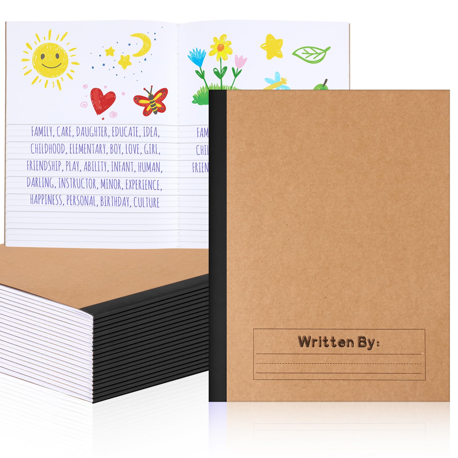 Henoyso 20 cuadernos de composición primaria de 9 3/4 x 7 1/2 pulgadas, suministros de regreso a la escuela, cuaderno de escritura primaria K-2 para niños, diario de dibujo y escritura de cuentos