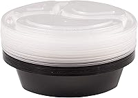 Vista 4 de 36 recipientes de preparación de comidas, tapas de plástico reutilizables, desechables, para almacenamiento de alimentos, almuerzo, 30 onzas, 3