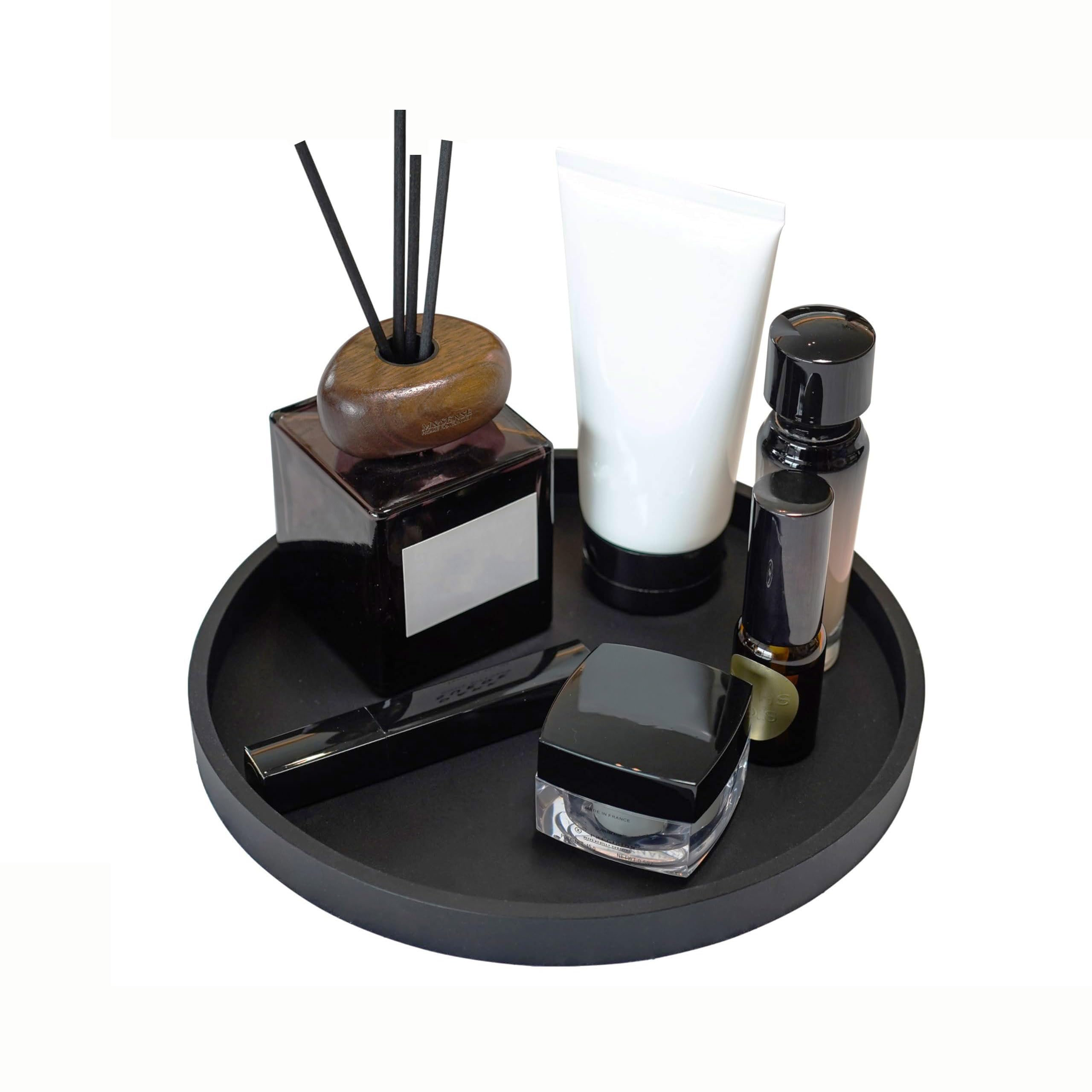 Plateau de salle de bain en silicone parfait pour organiser le parfum et la bougie de coiffeuse