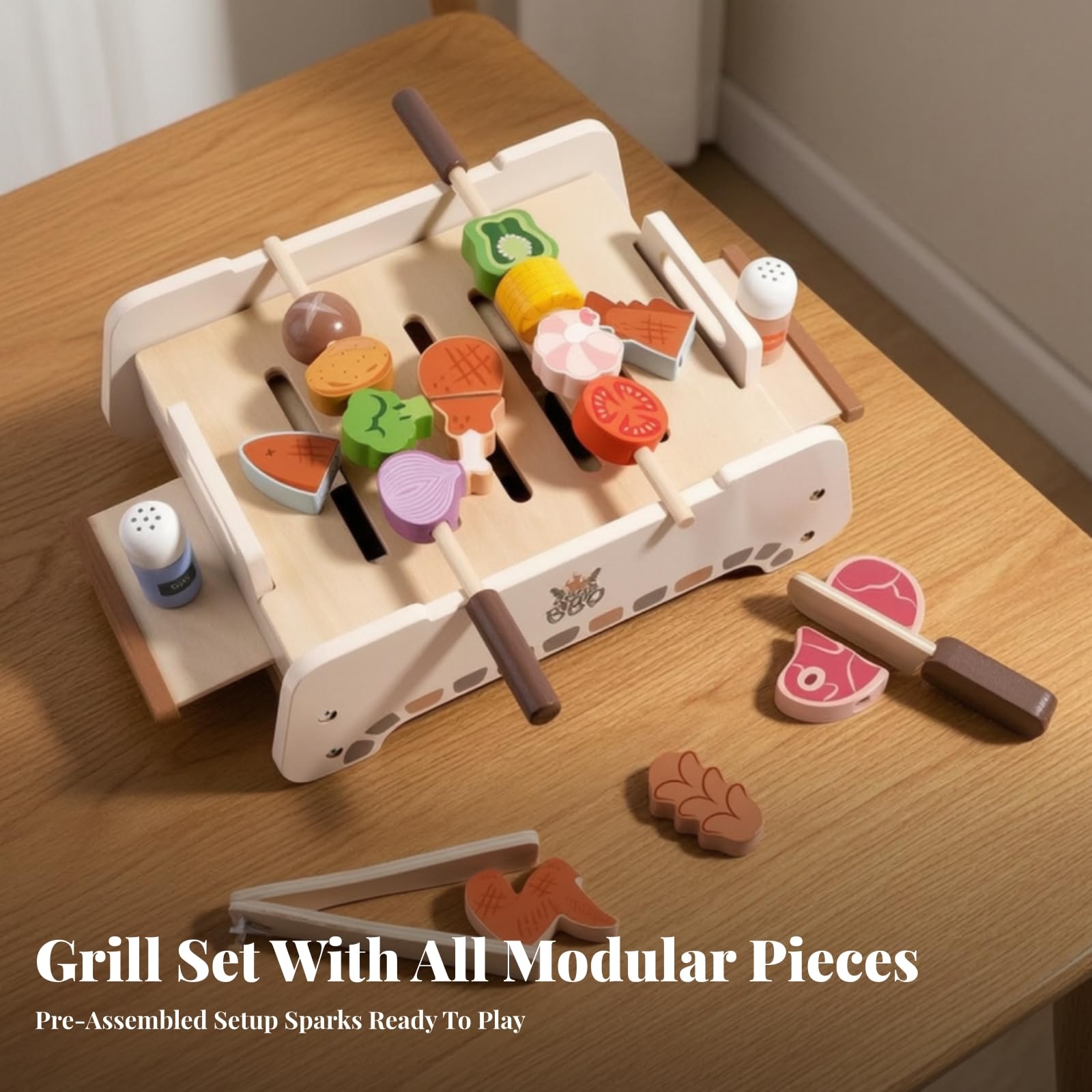 kowaku Parrilla con Accesorios Didáctico | Barbacoa Juguete, Educativo, Juego Barbacoa Infantil, para Casa, Niños