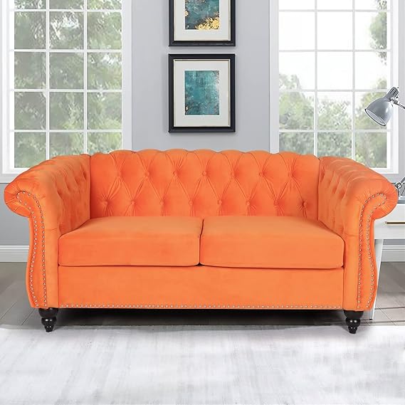 wirrytor Chesterfield Loveseat, Modern Velvet Button Tufted