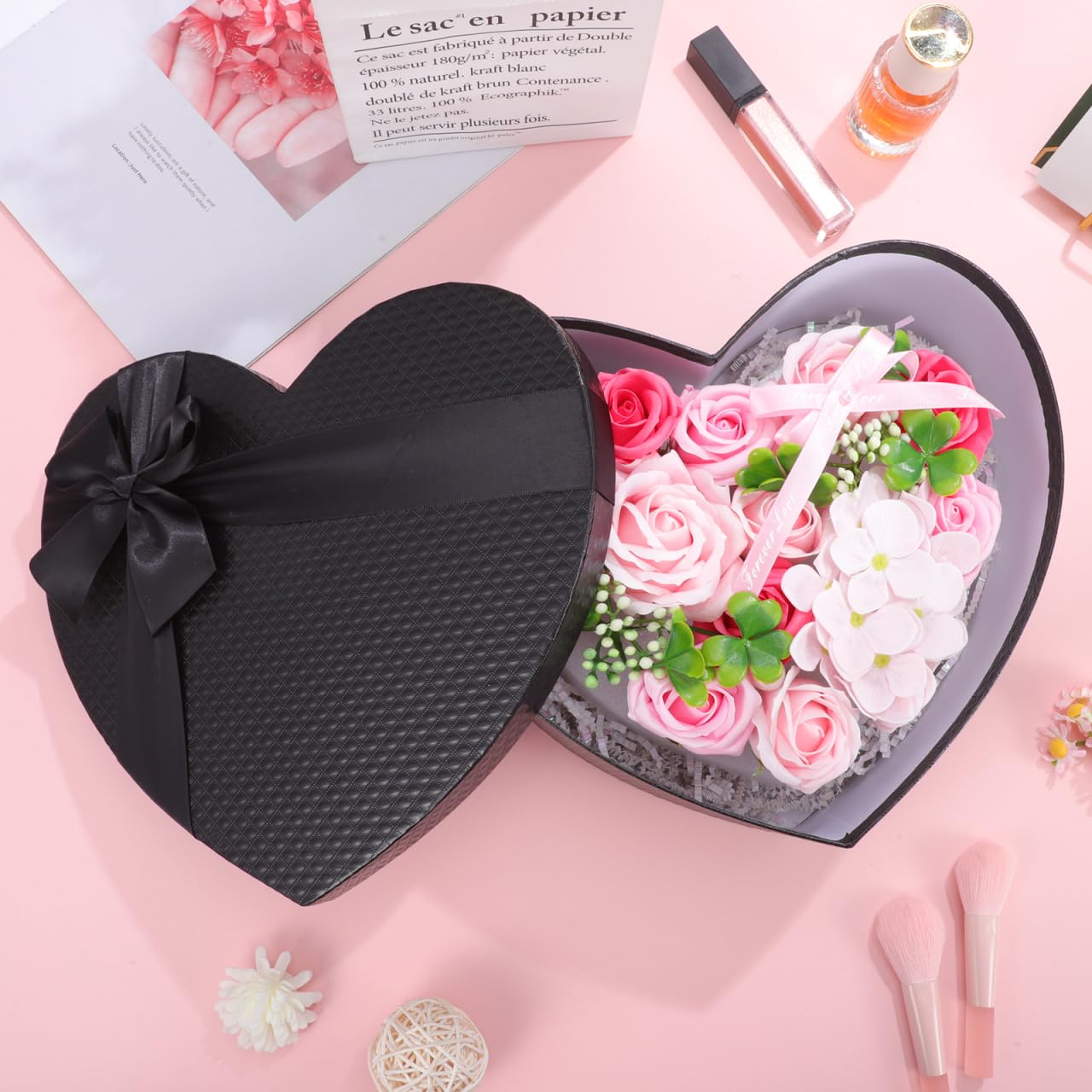 Gatuida HerzföRmige Geschenkbox Aus Papier Mit Deckel 10.43X8.27X4.13In FüR Blumenarrangements Valentinstag Hochzeit Und Geschenkverpackung