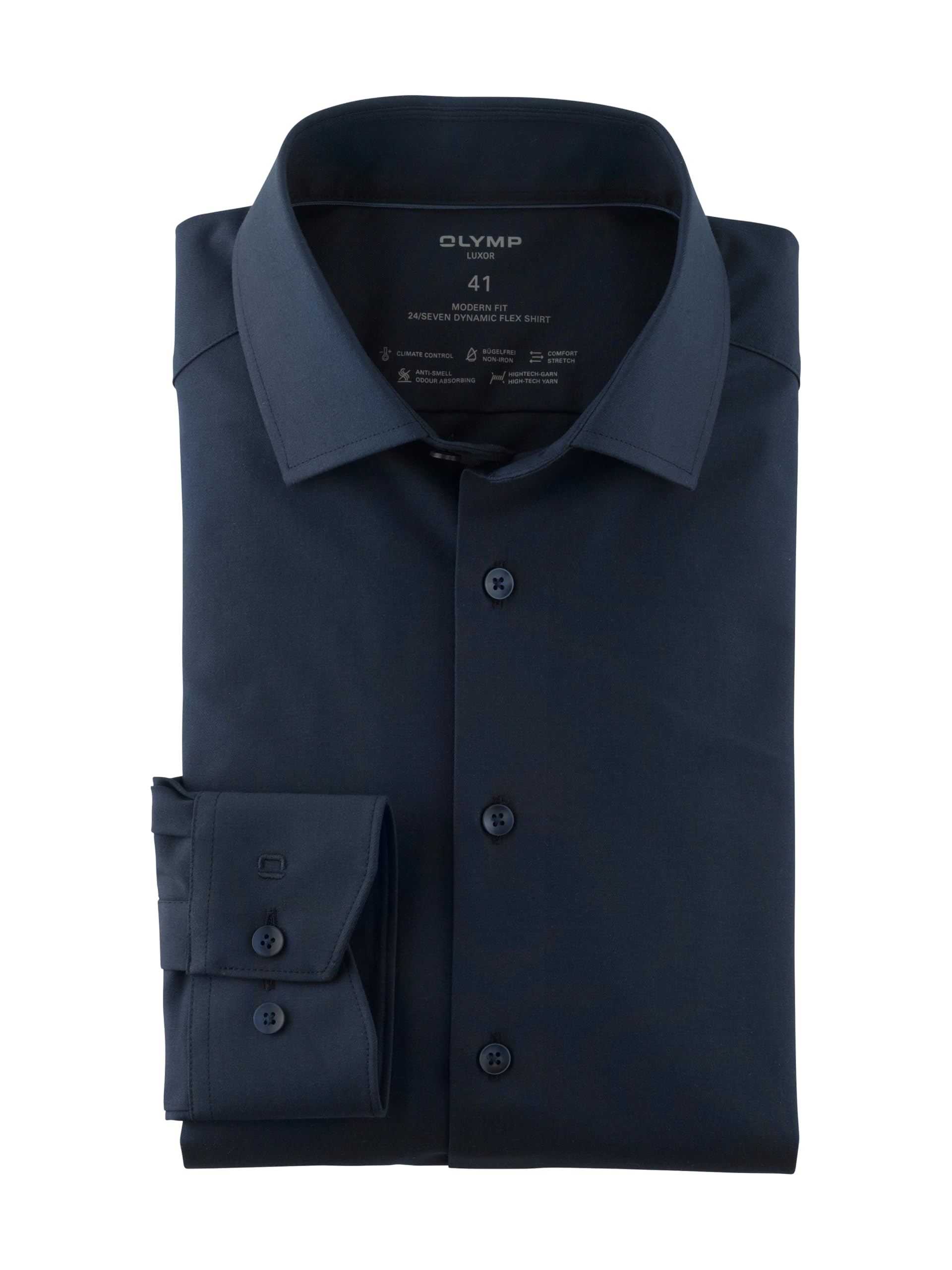 OLYMP Herren Oberhemd Langarm Luxor 24/Seven Twill – Marine, Größe 42