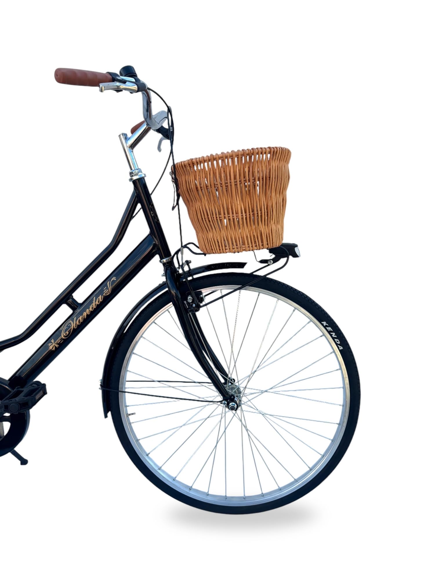 MADICKS Bicicletta Donna da Passeggio Olanda Nera Misura 26 Bici da città Vintage retrò con Cestino in vimini