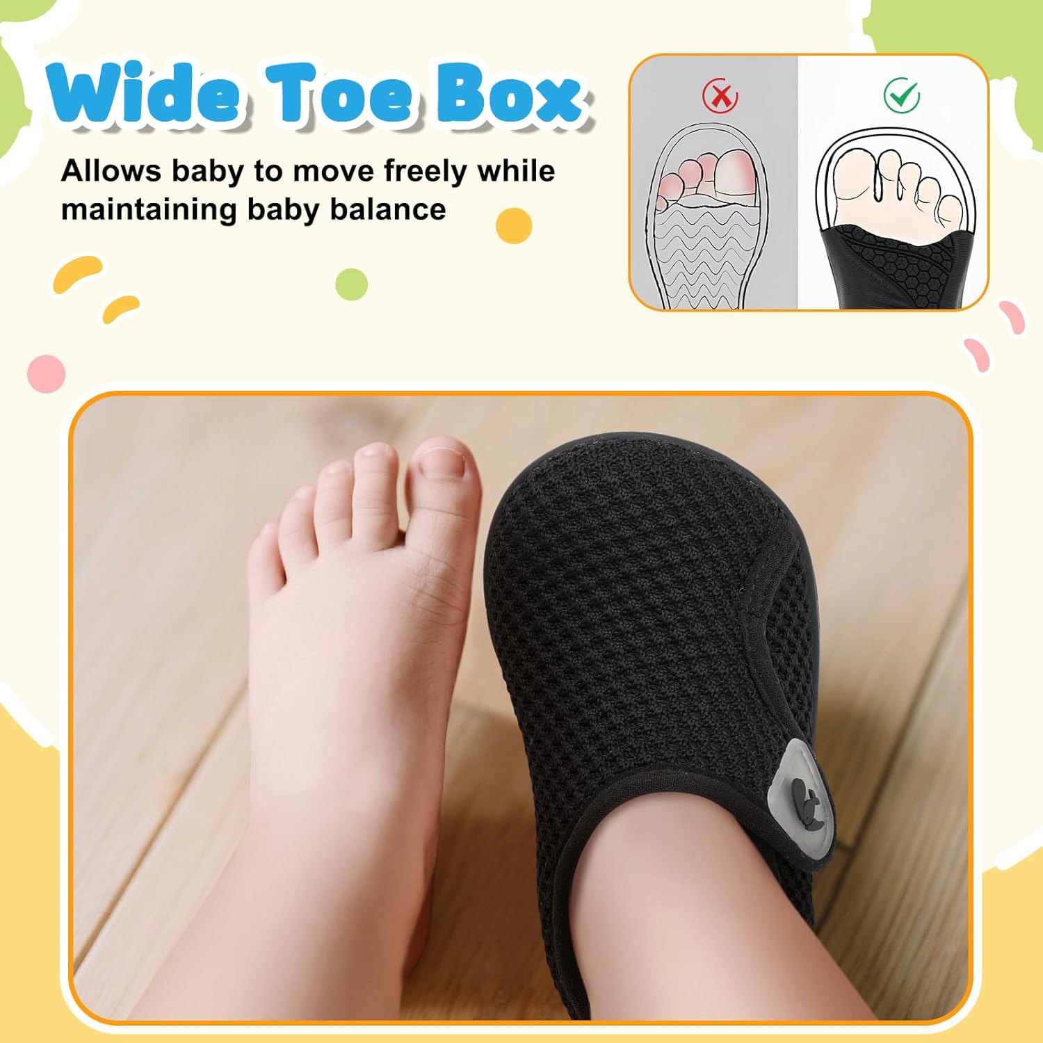 FEETCITY Wide Baby Shoes First Walking Shoes Baby Slip on Shoe Infant Sneakers Boys Girls School Shoe - Image 2