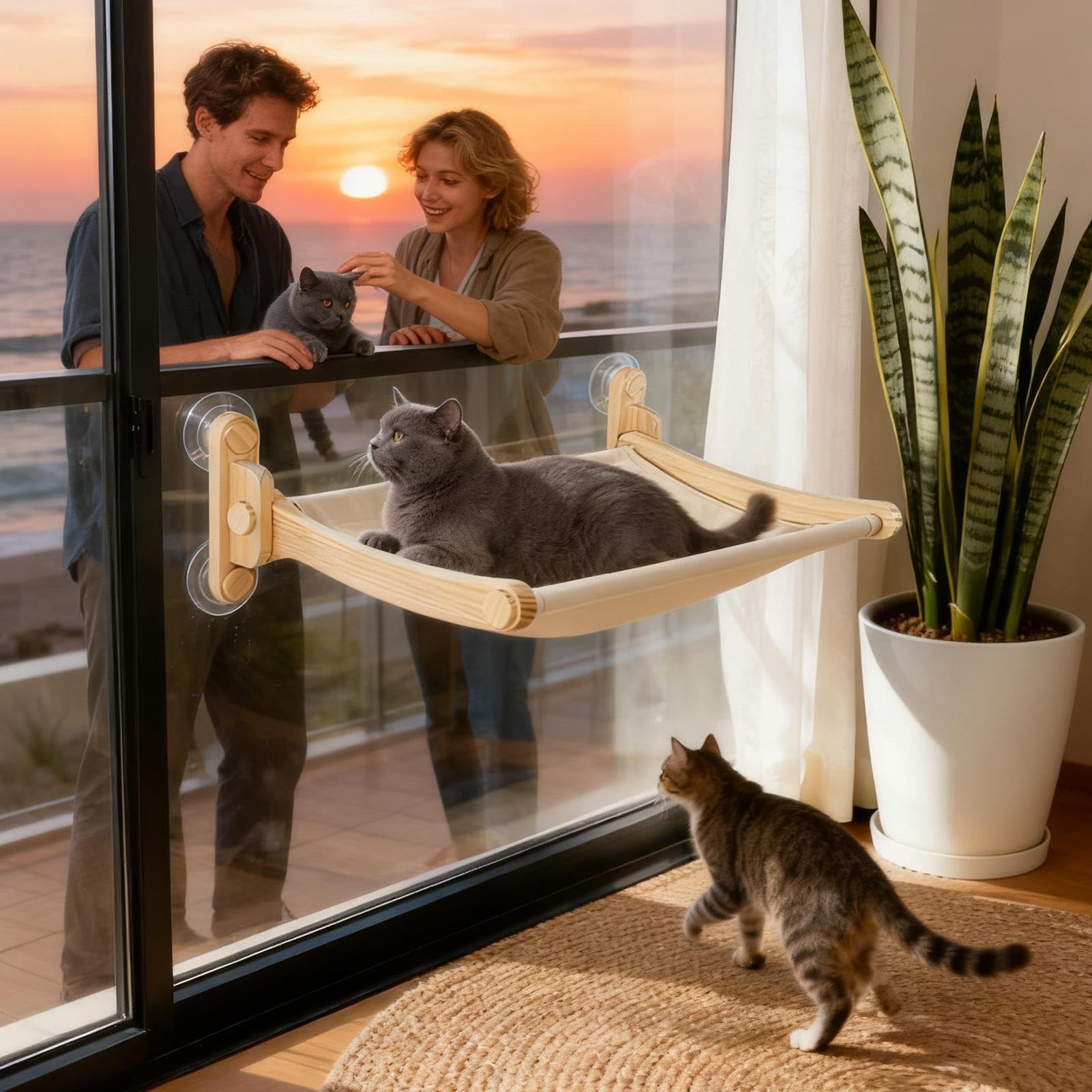 Cama De Ventana Para Gatos Asiento De Ventana Para Gatos De Interior Con | Percha Para Gatitos De Madera Resistente Para Interior Hogar Apartamento Sala Dormitorio Esquina