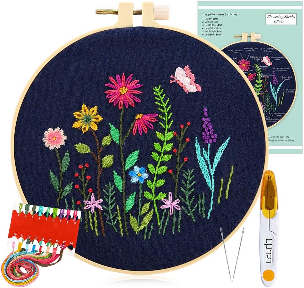 Caydo Full Range Embroidery Starter Kit with Pattern and Instructions
