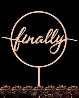 Finally Wedding Cake Topper - Wooden Engagement Party Cake Decorations, Bridal Shower Cake Smash Decor