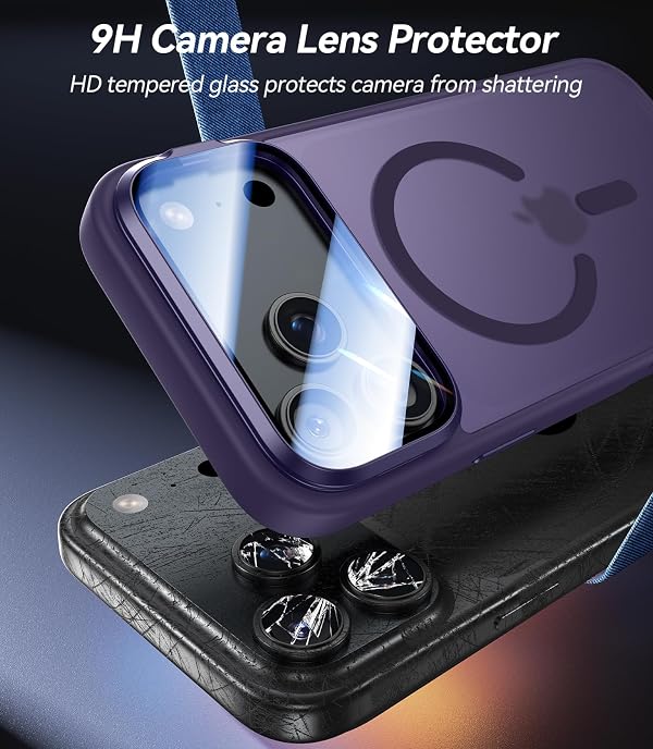 VOFATA [Upgraded Full Camera Protection] for iPhone 17 Pro Max Case with Camera Cover Stand [Fit for MagSafe][10FT Mil-Grade Protection] Translucent Magnetic iPhone 17 Pro Max Phone Case, Purple by VOFATA - Used condition - US$20.23