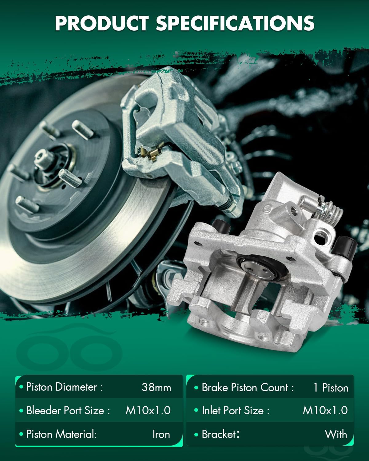 SCITOO 19B6285A Rear Right Disc Brake Caliper Assembly w/Bracket For Ford For C-Max/For Escape/For Transit Connect,For Mazda For 3/For 3 Sport