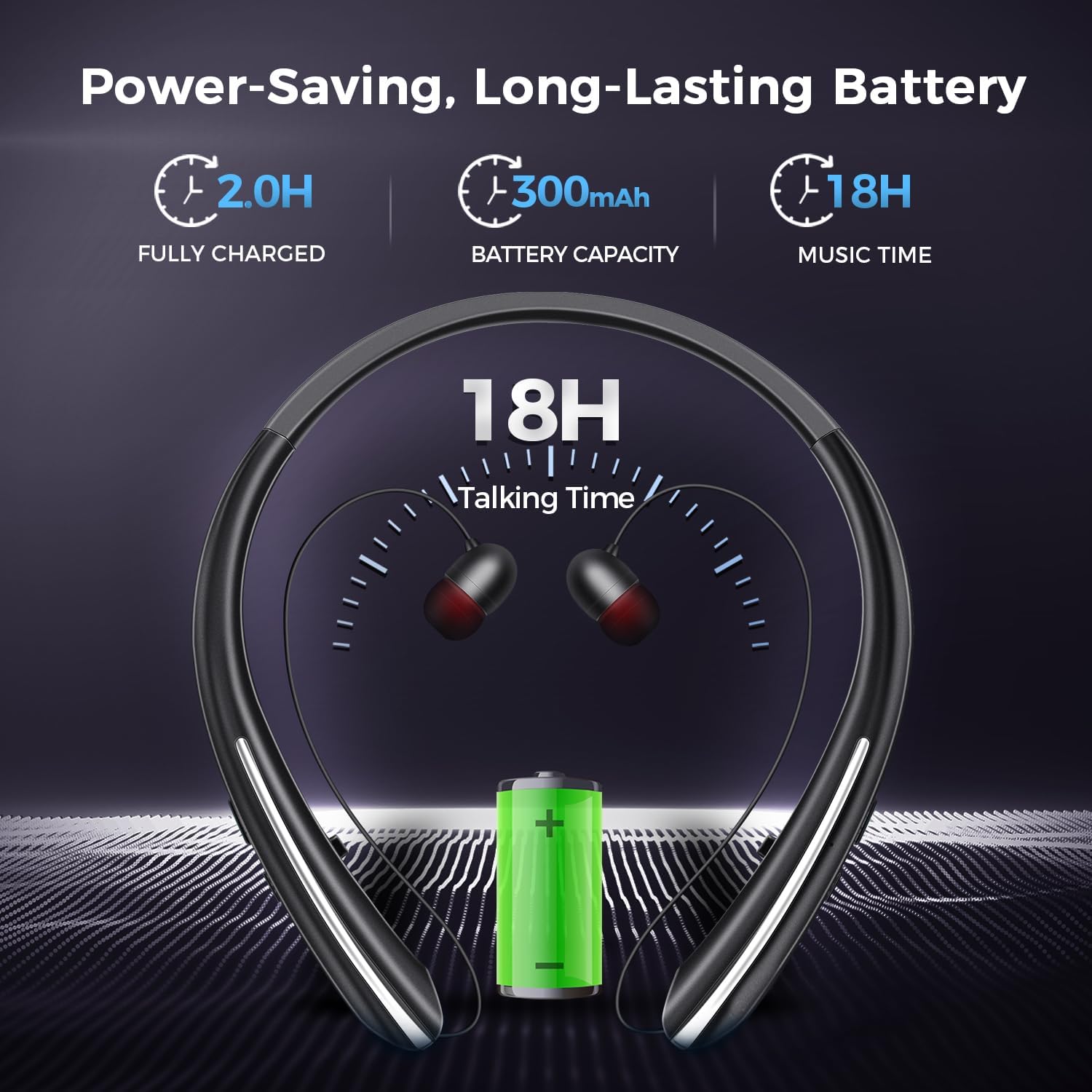 Gardway Neckband Bluetooth Headphones, Bluetooth 5.4 Wireless Headphone with Retractable Earbud,16Hrs Playtime, IPX5 Sweatproof, Around The Neck Headphones Stereo Headset