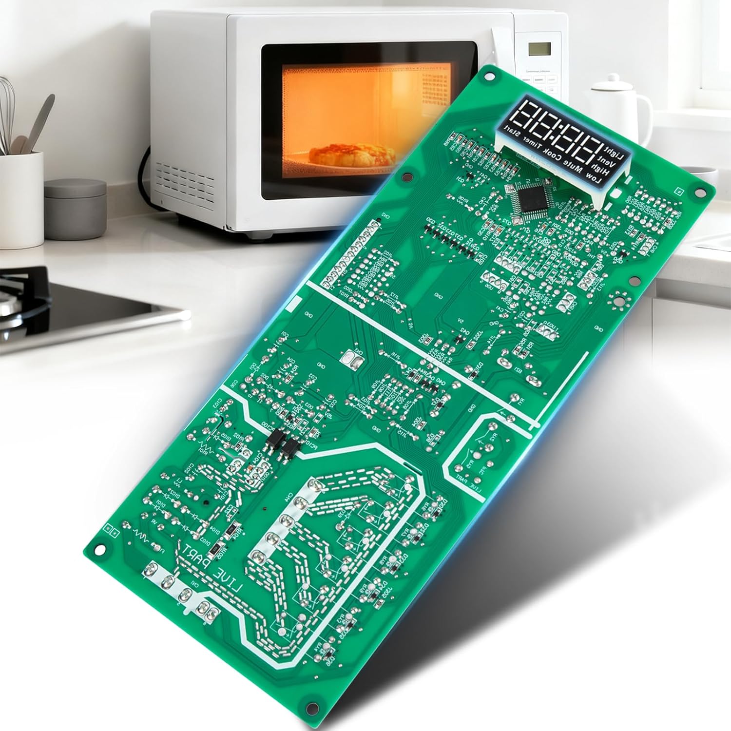 WB27X29801 Microwave Main Control Board with White LED Compatible with GE Microwaves JVM3162,JNM3163 and More Replaces WB27X38153, 4586374, AP6327864, PS12299300