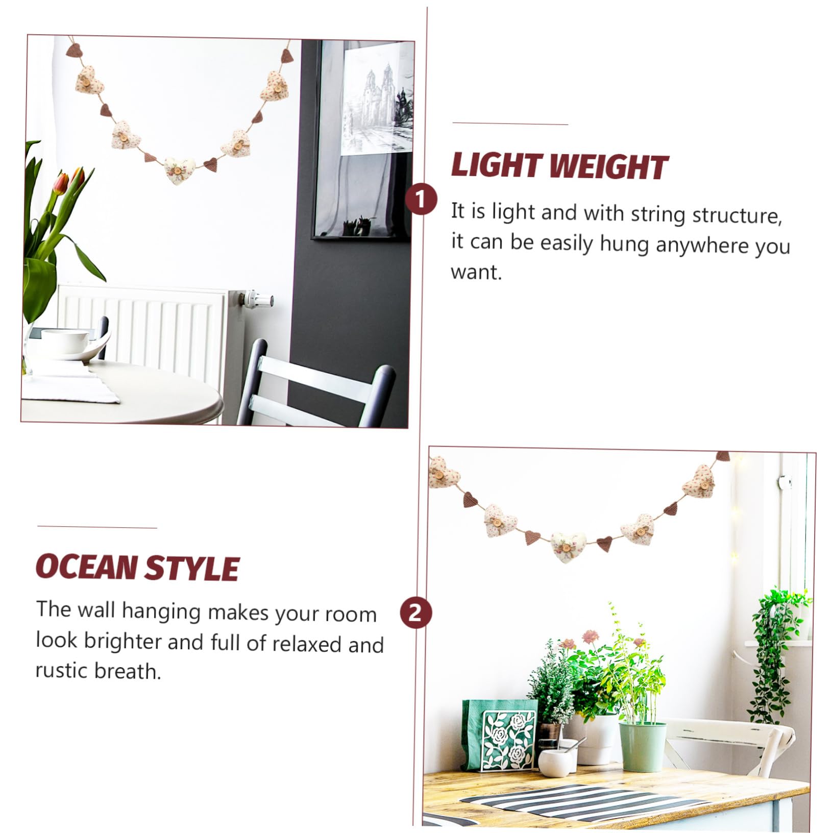 Abaodam 4piezas Guirnalda Colgante De Corazones para Decoración De Pared Adorno De Puerta para Hogar para Habitaciones Infantiles y Salones Estilo Chic y Fresco