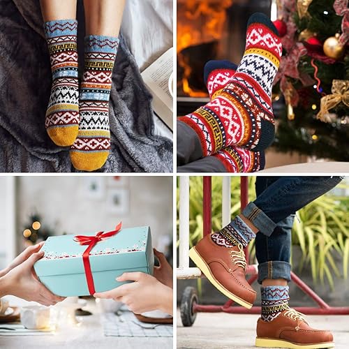 Vista 6 de ICEIVY Calcetines para mujer, de lana de punto suave, para invierno, gruesos, cálidos, mullidos, para mujer, paquete de 5