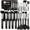 Set de Brochas de Maquillaje, Mlemle Profesional 25 Piezas, Incluye 21 Brochas de Maquillaje para Base, Polvo, Rubor, Correctores, Sombras y 2 Esponjas de Polvo, 2 Esponjas de Maquillaje (B01-Negro) 1
