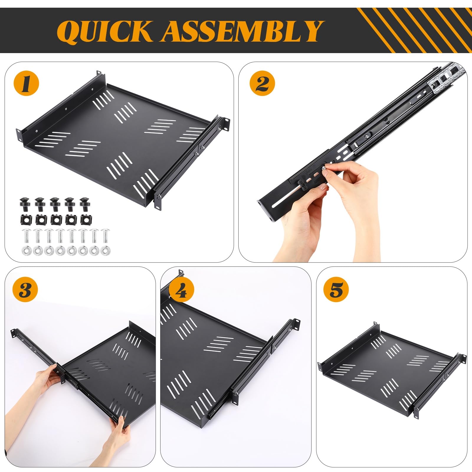 Amazon | Otoolling 1個 1u スライディングラックシェルフ、調節可能な