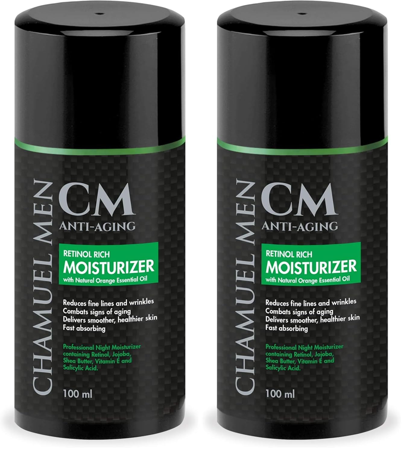 Daily Face Cream for Men with 2.5% Retinol Anti-Aging Moisturizer for Fine Lines, Dark Spots, and Wrinkles - Overnight Lotion (Pack of 2)