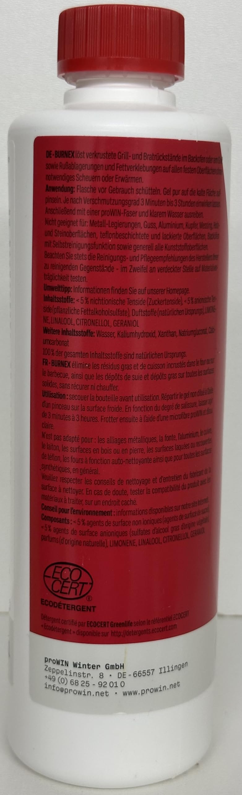 proWIN Burnex Nettoyant écologique pour four et barbecue 500 ml