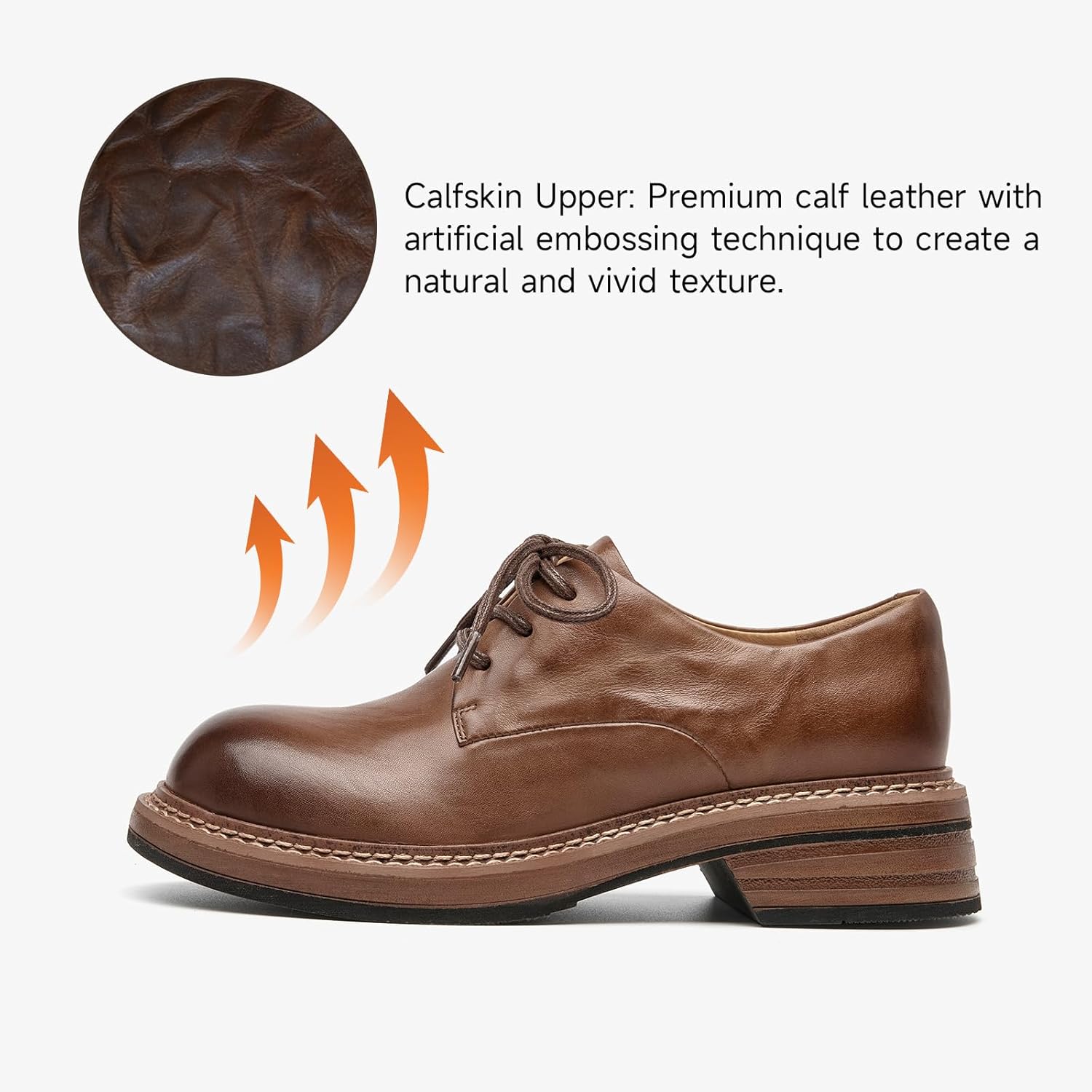 BEAU TODAY Women's Oxfords Dress Shoes, Leather Lace-Up Oxfords for Women, Comfortable Formal Cap Toe Business Casual Non Slip Office Driving Oxfords Shoes - Image 4