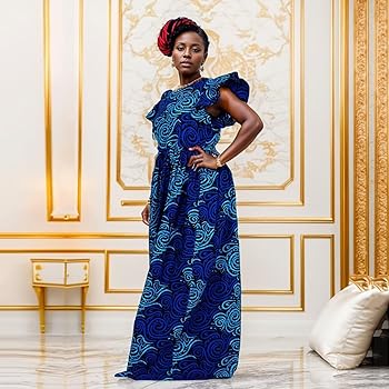 blue and gold african print dress Bicici & Coty EM8524 main image 1