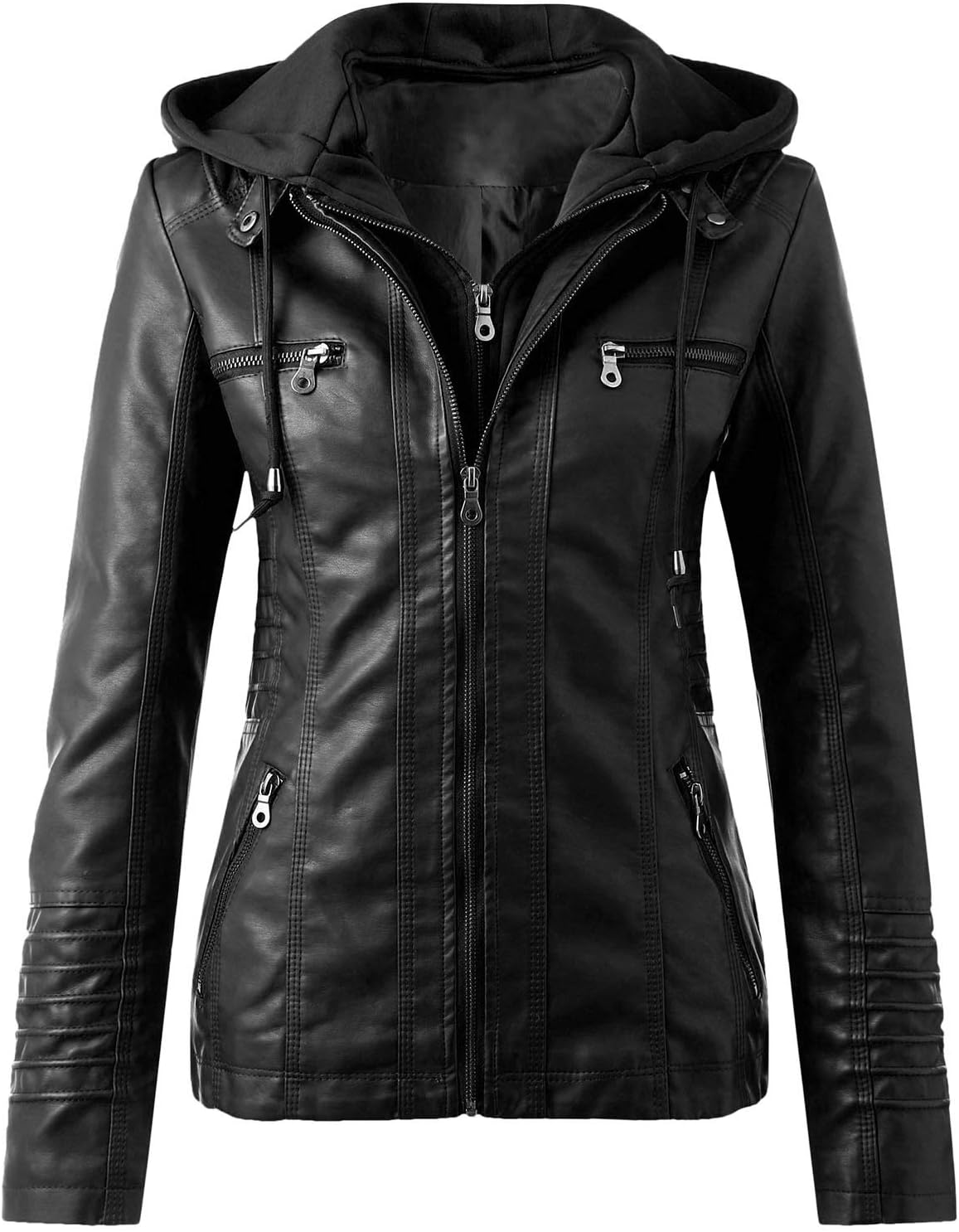MODSGUESchwarze Lederjacke Damen Biker Lederjacke Klassisch Pilotenjacke Outwear Jacke Boyfriend Outdoorjacke Für Frauen Mädchen Langarm Bomberjacke Casual Trenchcoat