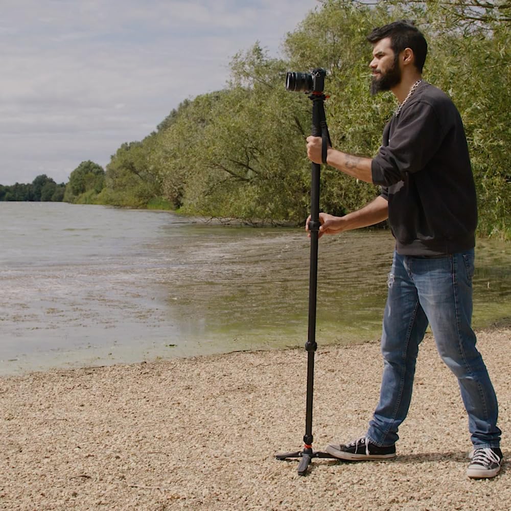 3 Legged Thing Legends Lance Carbon Fibre Monopod Kit - Ultra-Tall Camera Monopod for Professional Photographers & Videographers (LANCEKITDARK)