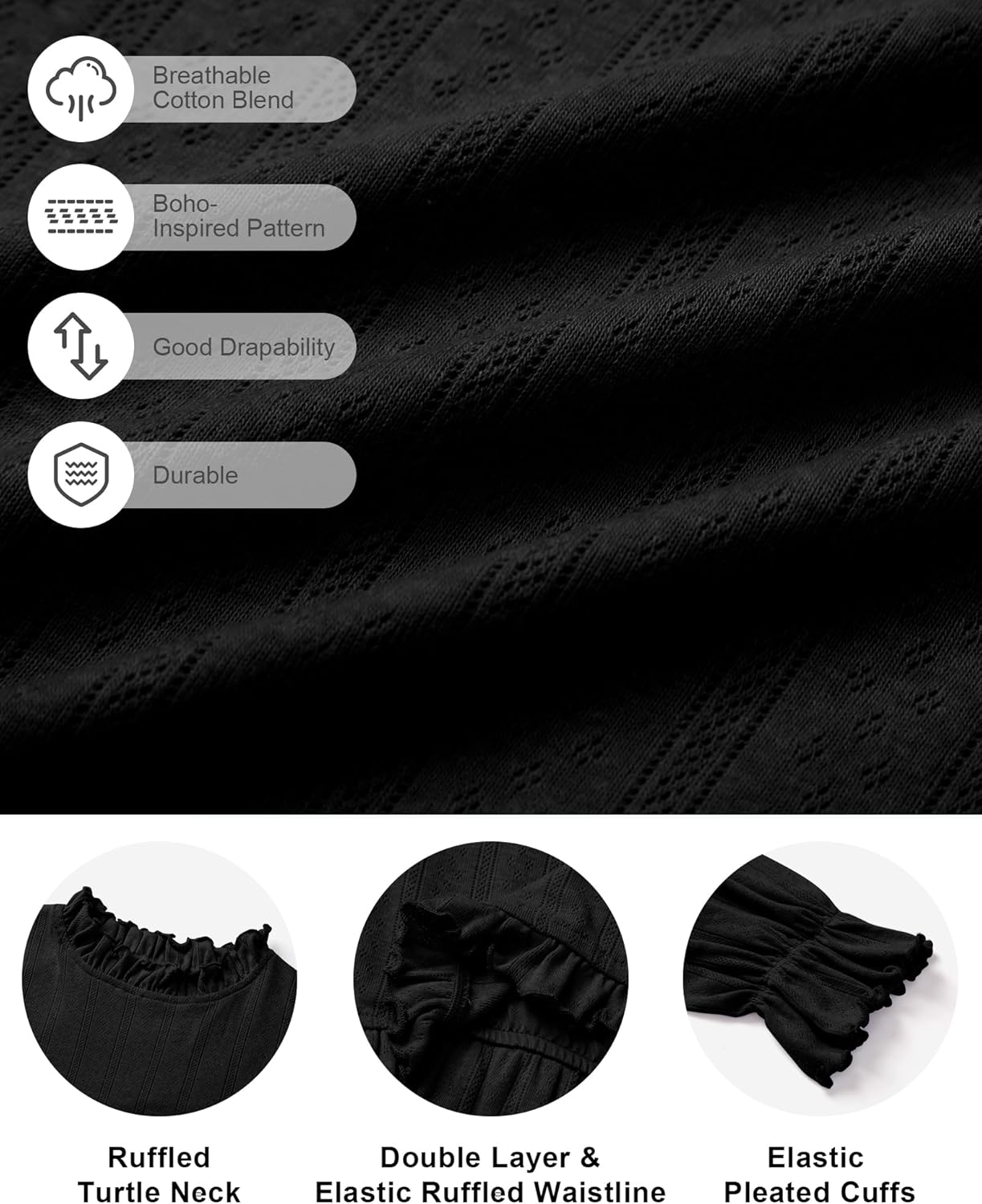 OUGES Maternity Nursing Fall Dresses for Women Baby Shower Photoshoot Long Sleeve Smocked Midi Dress with Pocekts 2026 - Image 6